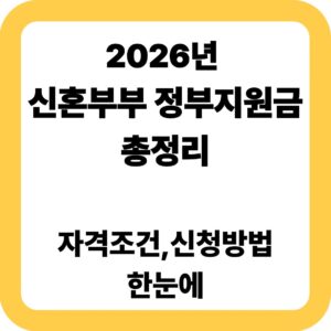 2026년 신혼부부 정부지원금 총정리