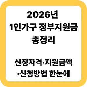 2026년 1인가구 정부지원금 총정리