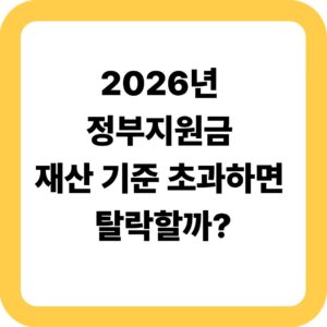 2026년 정부지원금 재산 기준 초과하면 탈락할까?