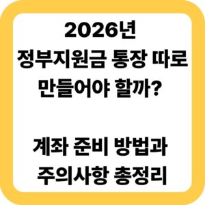2026년 정부지원금 통장 따로 만들어야 할까 계좌 준비 방법과 주의사항 총정리
