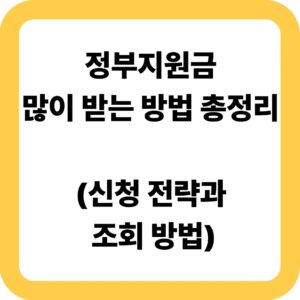 정부지원금 많이 받는 방법 총정리
