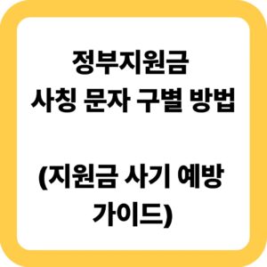 정부지원금사칭문자구별방법