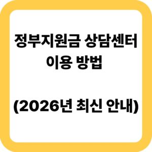정부지원금 상담센터 이용 방법