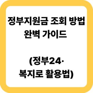 정부지원금 조회 방법 완벽 가이드